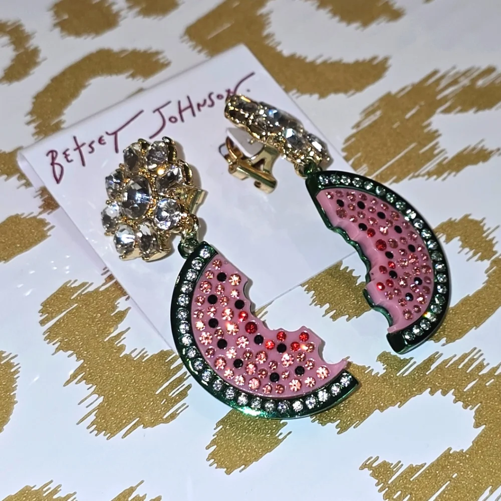Betsey Johnson Backyard Watermelon Drop Earrings - Picture 6 of 7